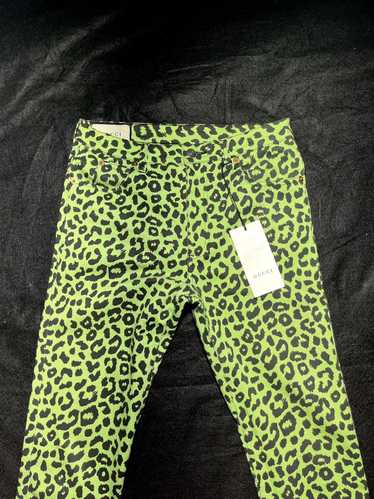 Gucci Gucci Leopard Print Green skinny jeans