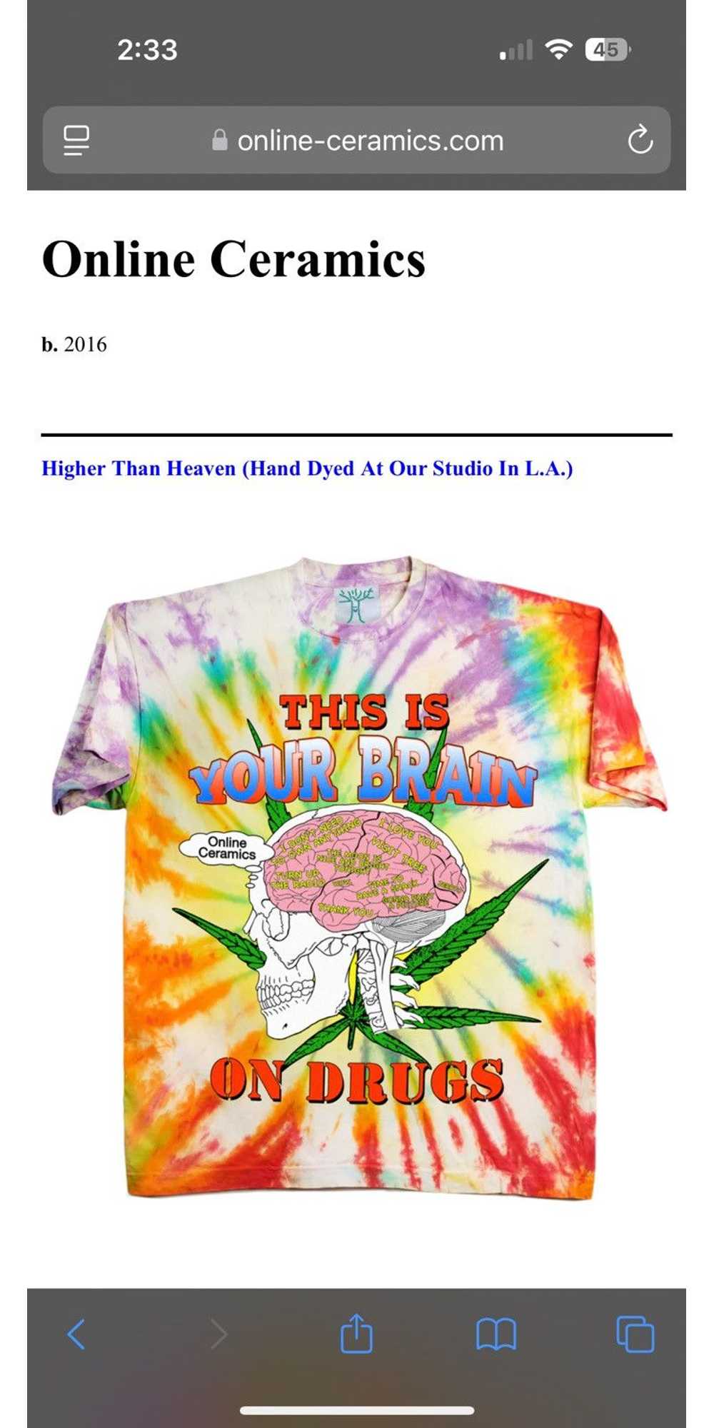 Online Ceramics Rare 2022 Hand-Dyed “Higher Than Heaven” Tee