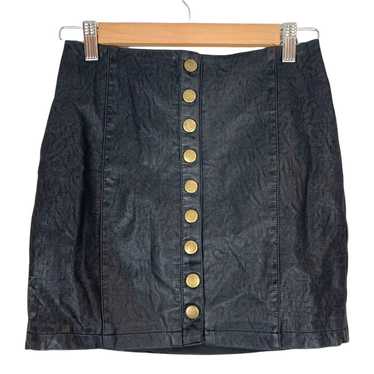 Bishop Bishop Young Button Mini Skirt Black Faux … - image 1