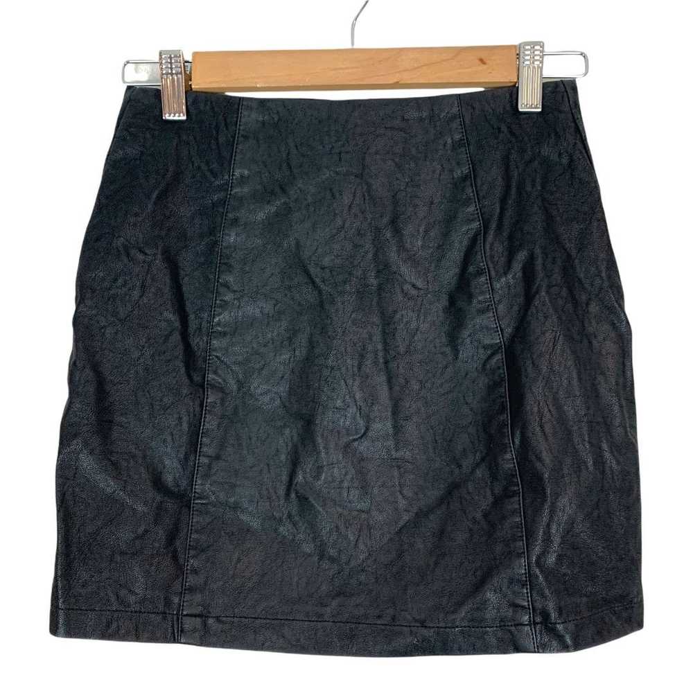 Bishop Bishop Young Button Mini Skirt Black Faux … - image 2