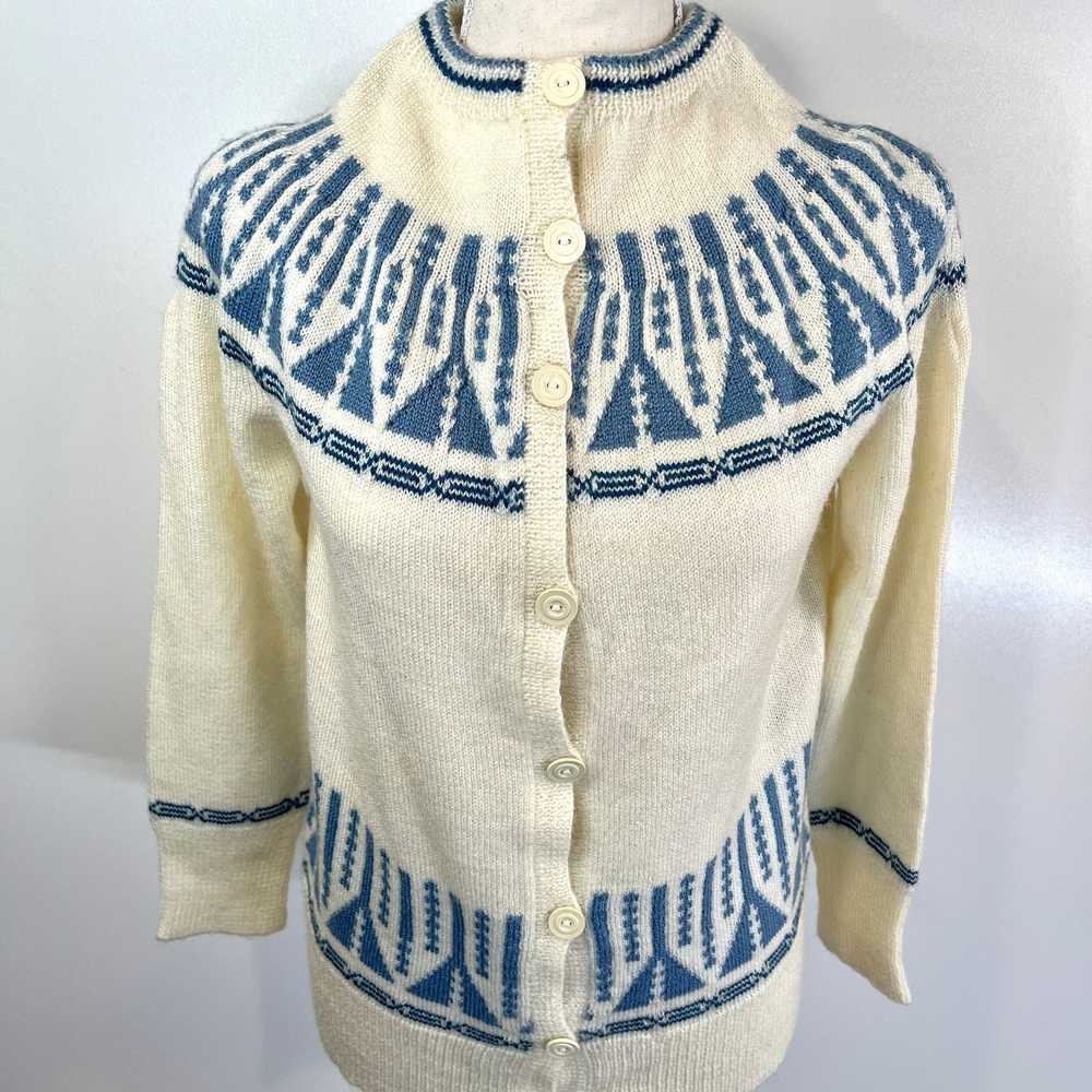 Vintage Vintage Cardigan Handmade Knit Fairisle A… - image 3