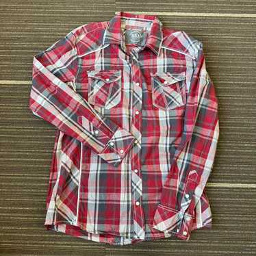 Bke y2k Stitched Red plaid button-up BKE Branded s