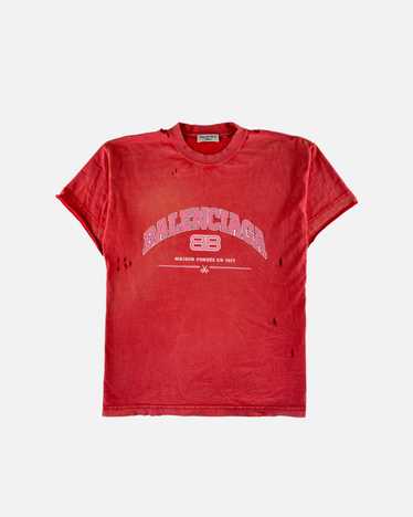 Balenciaga Balenciaga SS22 Red BB Distressed T-Shi