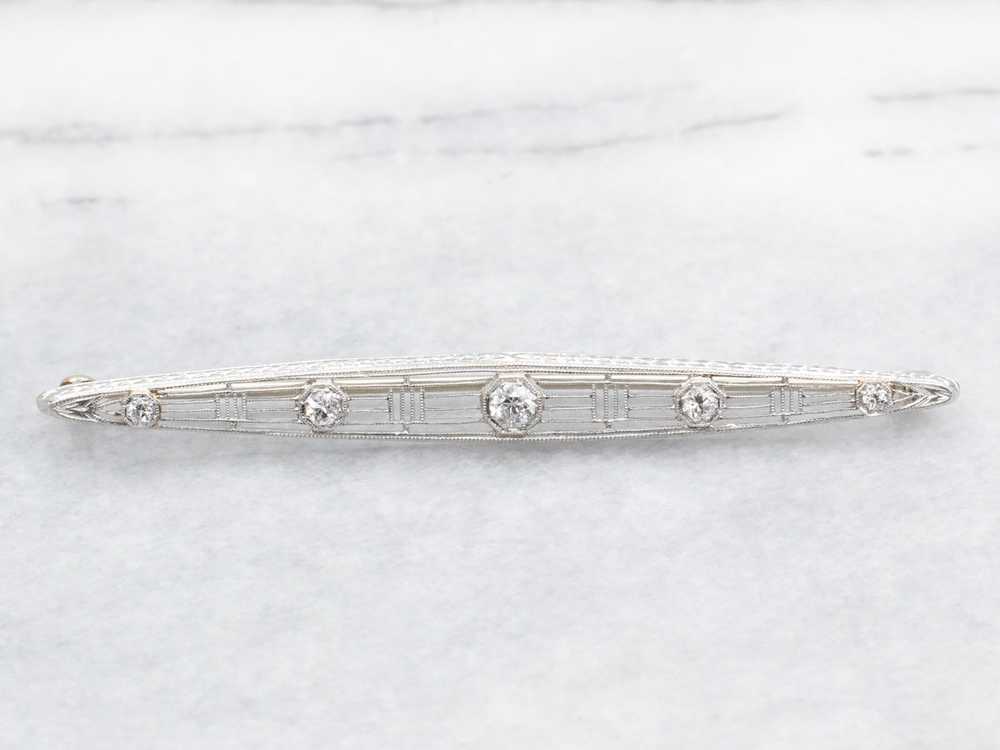 Antique Old Mine Cut Diamond Bar Pin - image 1