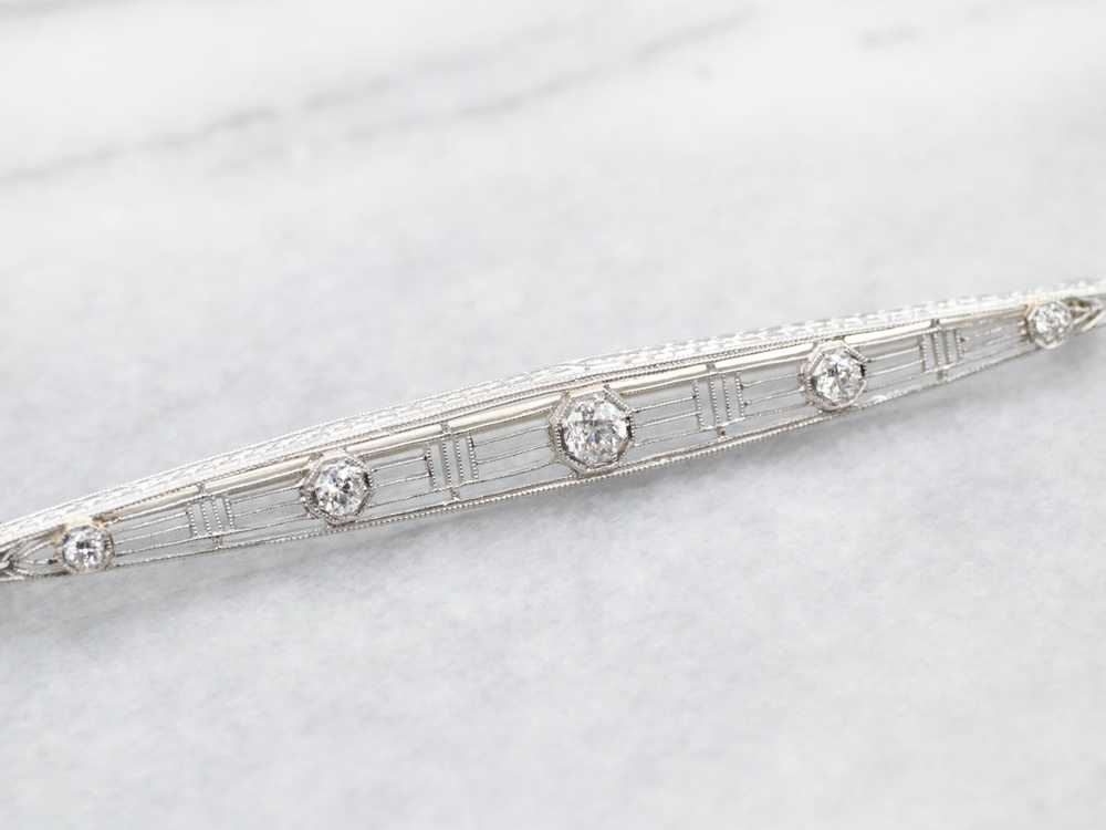 Antique Old Mine Cut Diamond Bar Pin - image 2