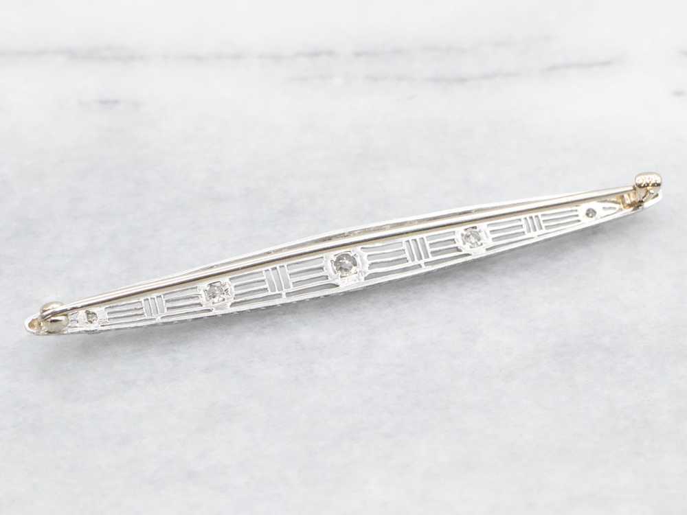 Antique Old Mine Cut Diamond Bar Pin - image 3