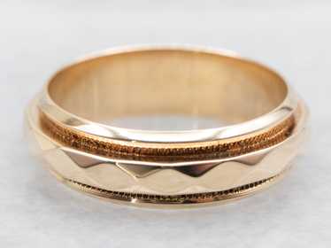 Faceted and Grooved Wedding Band - image 1