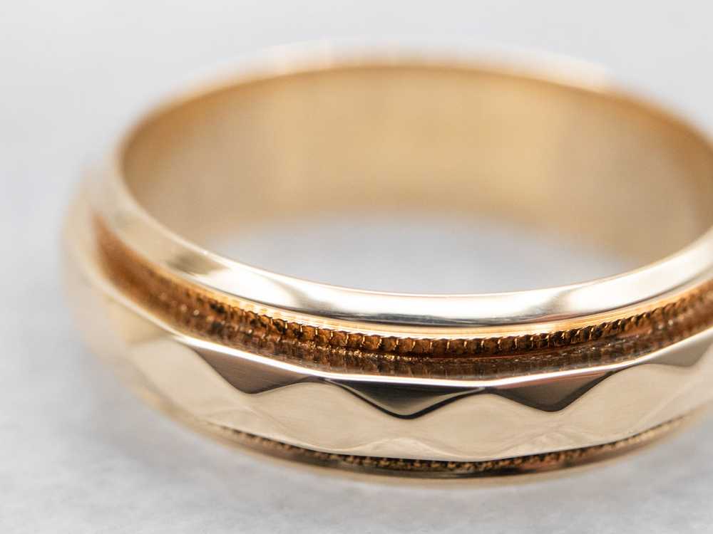 Faceted and Grooved Wedding Band - image 2