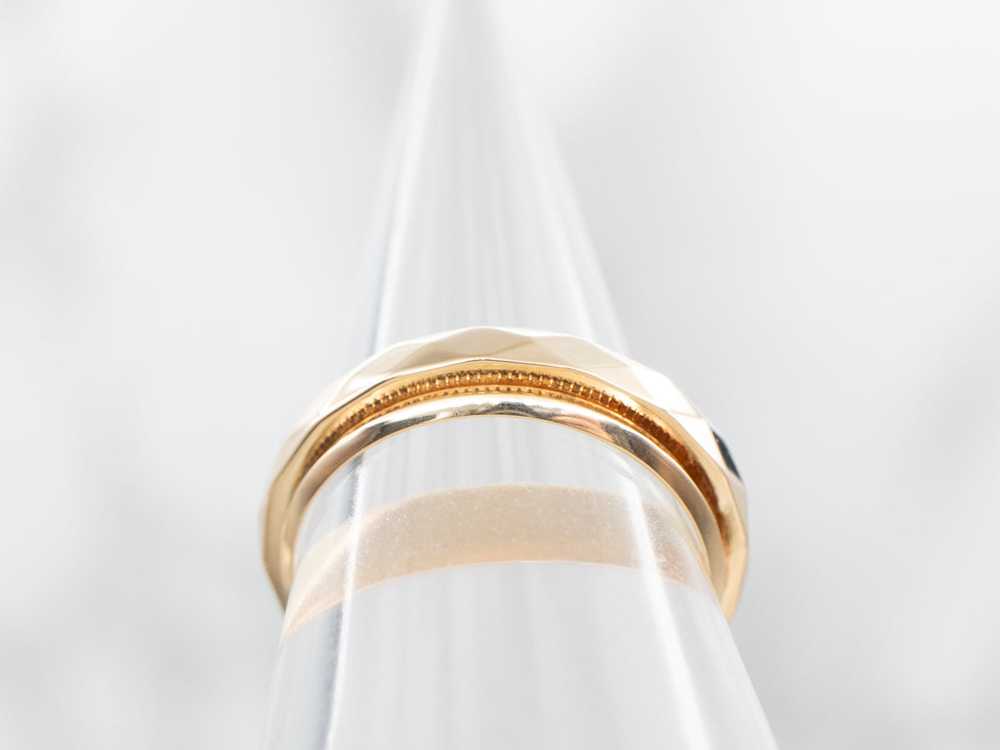 Faceted and Grooved Wedding Band - image 3