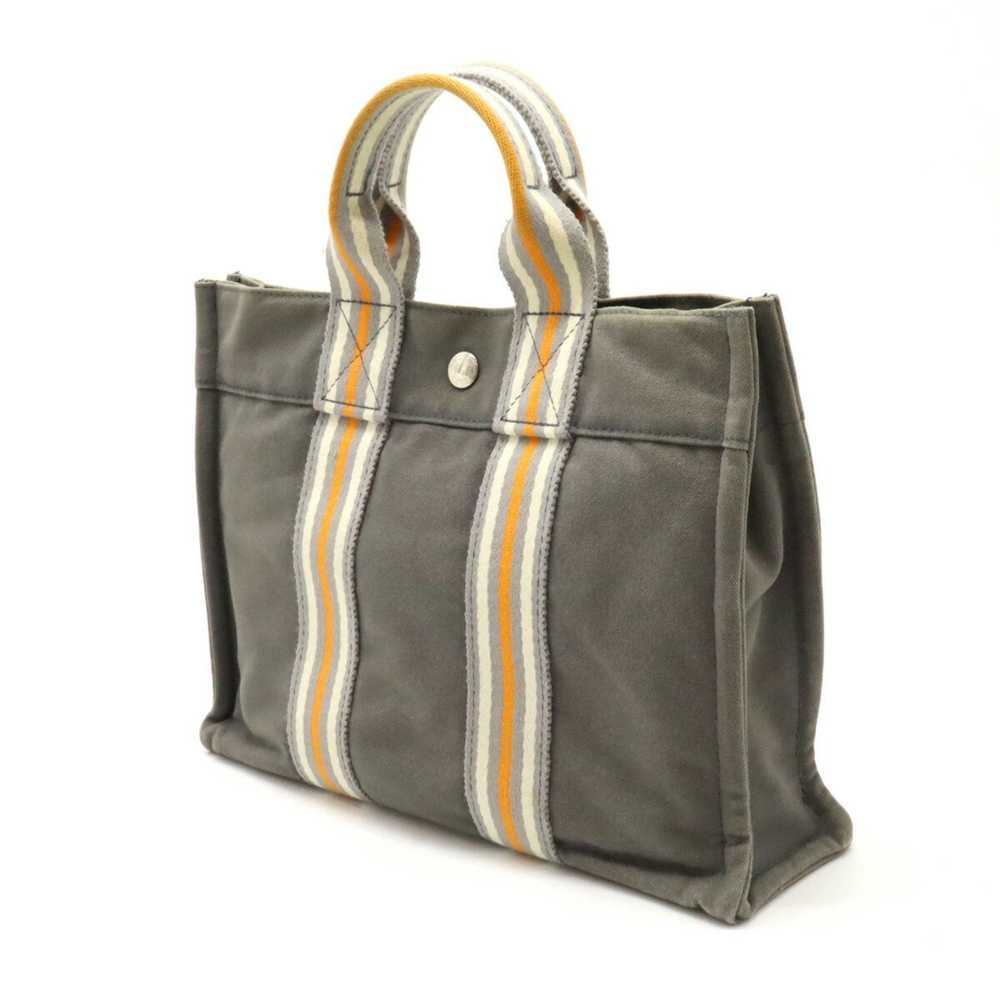 Hermes Hermes Foult Tote PM Bag Handbag Canvas Gr… - image 3