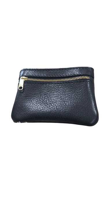 Portland Leather Pebble Black Double Zip Wallet fr