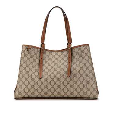 Brown Gucci Medium GG Supreme Emblem Tote - image 1