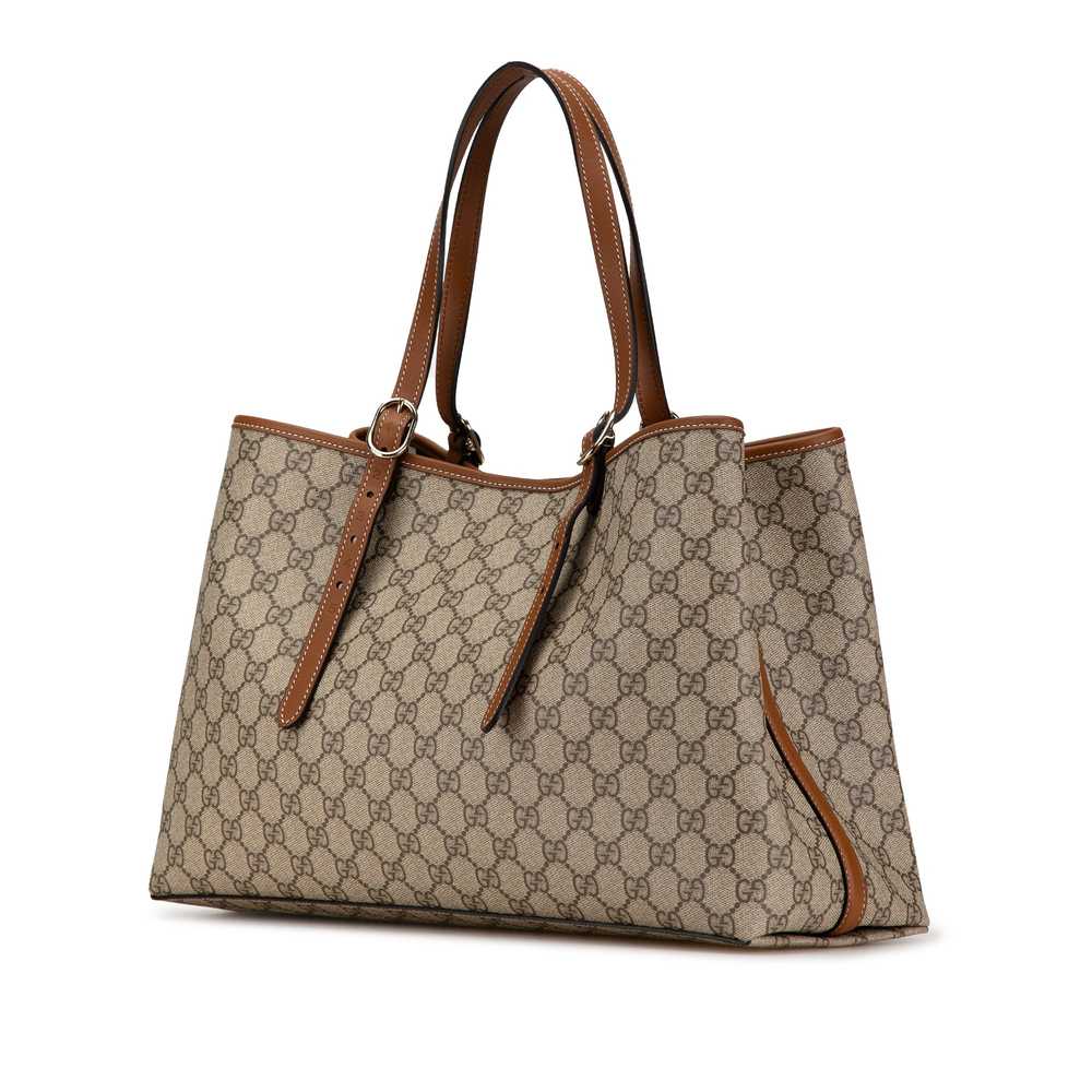 Brown Gucci Medium GG Supreme Emblem Tote - image 2