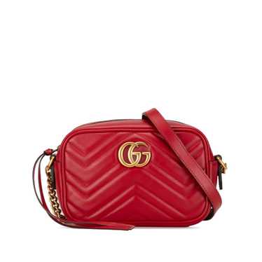 Red Gucci Mini GG Marmont Matelasse Crossbody