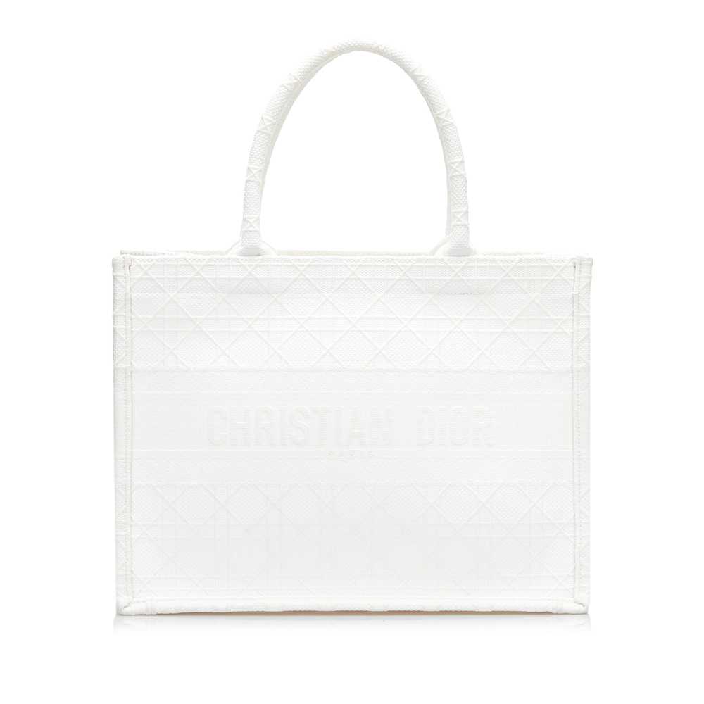 White Dior Medium Cannage Book Tote - image 1