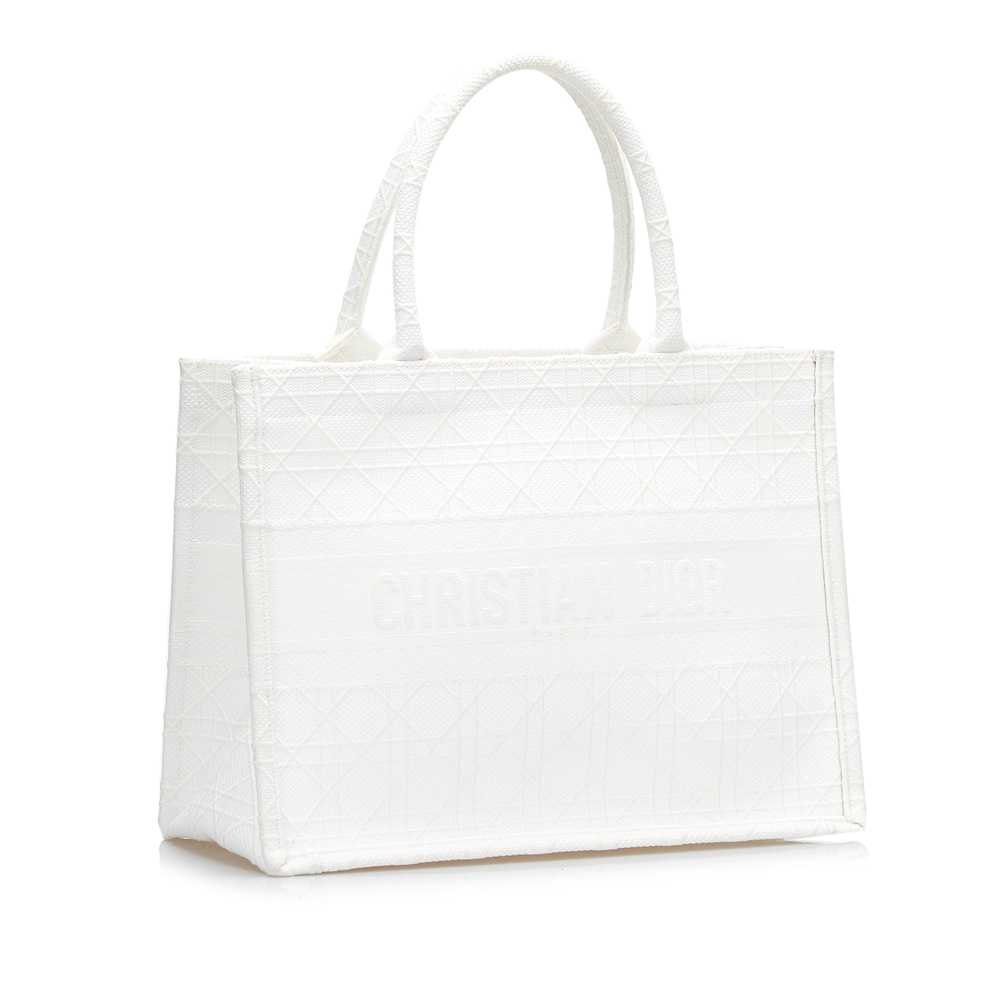 White Dior Medium Cannage Book Tote - image 2