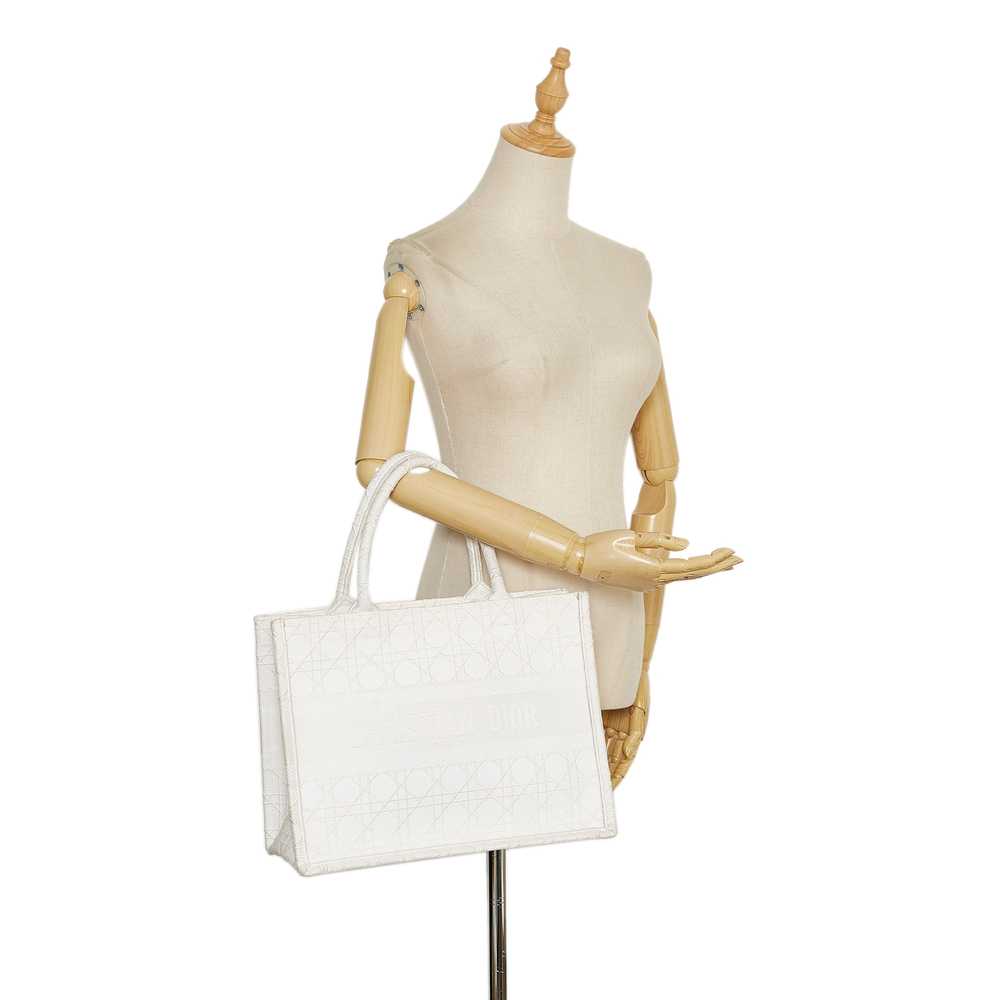 White Dior Medium Cannage Book Tote - image 8