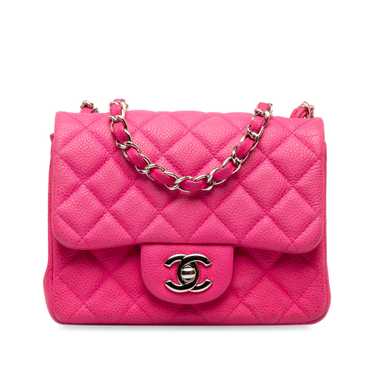 Pink Chanel Mini Square Classic Caviar Single Flap