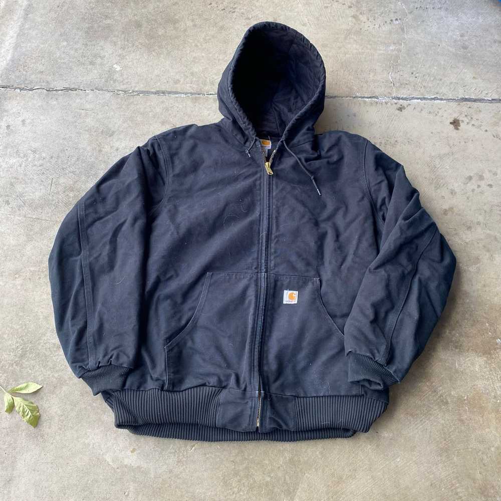 Vintage VINTAGE BLACK CARHARTT HOODED JACKET XL T… - image 1