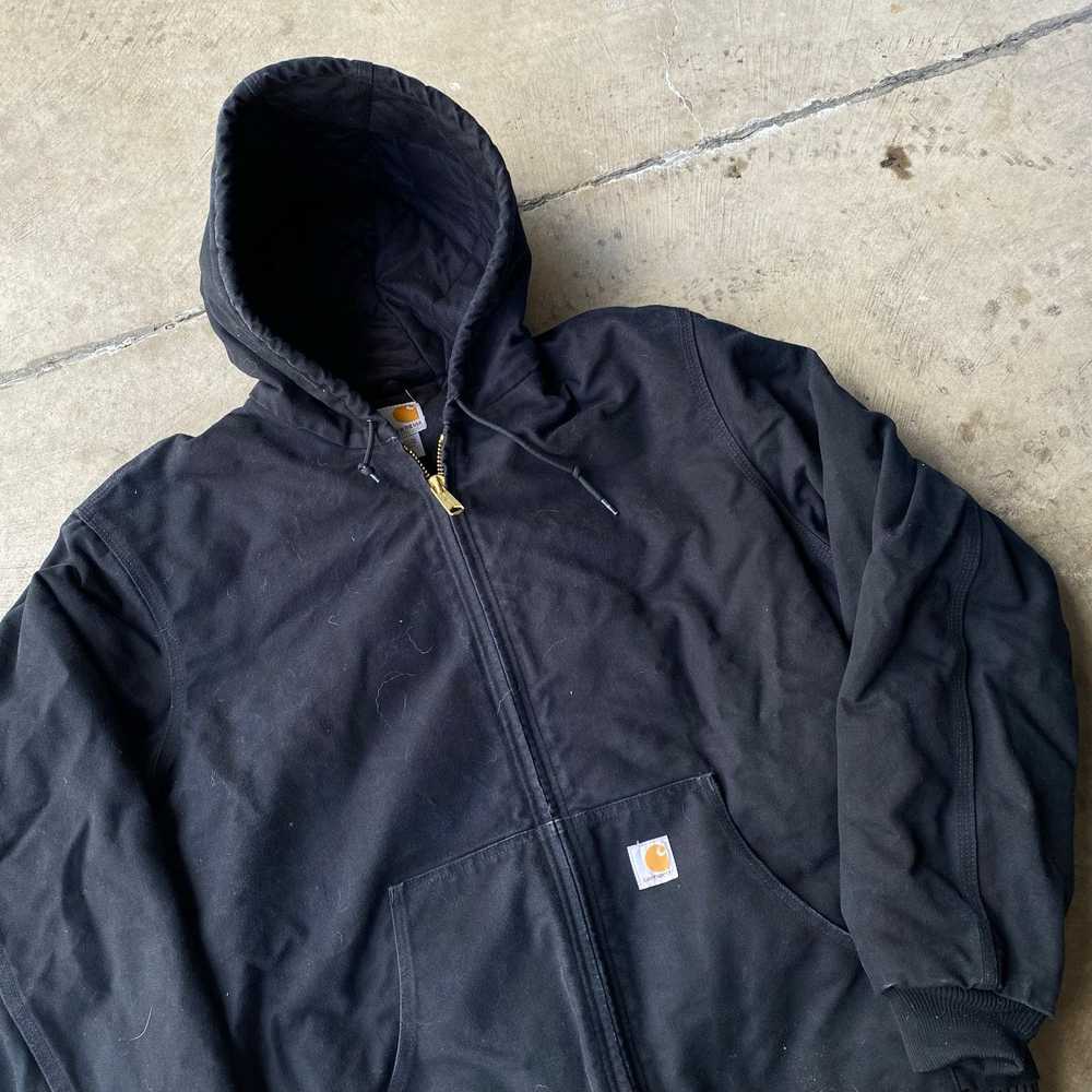 Vintage VINTAGE BLACK CARHARTT HOODED JACKET XL T… - image 2