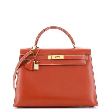 Hermes Kelly Handbag Brique Box Calf with Gold Har