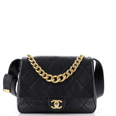 CHANEL Chain Handle Flap Bag Quilted Calfskin