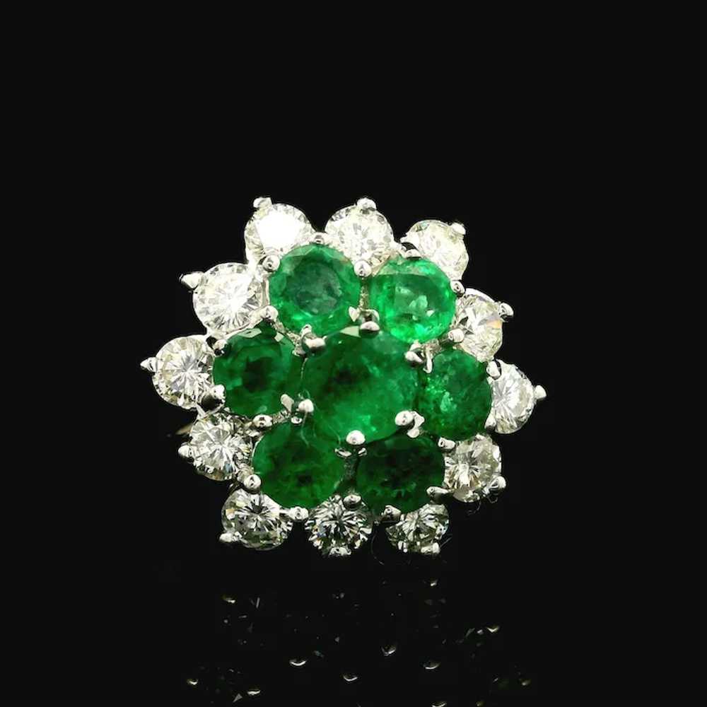 Vintage 18k Gold 3.75ctw Round Diamond & Emerald … - image 2