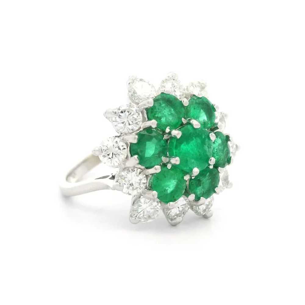 Vintage 18k Gold 3.75ctw Round Diamond & Emerald … - image 3