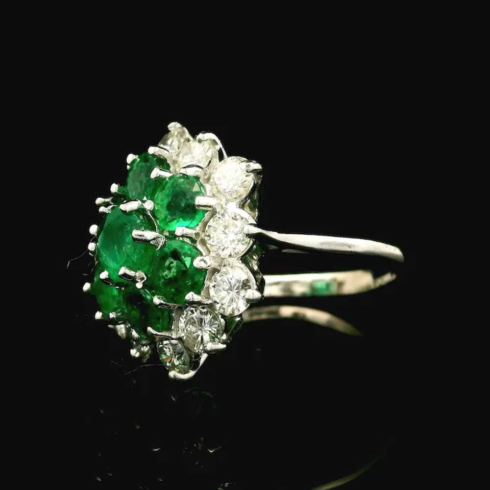 Vintage 18k Gold 3.75ctw Round Diamond & Emerald … - image 4