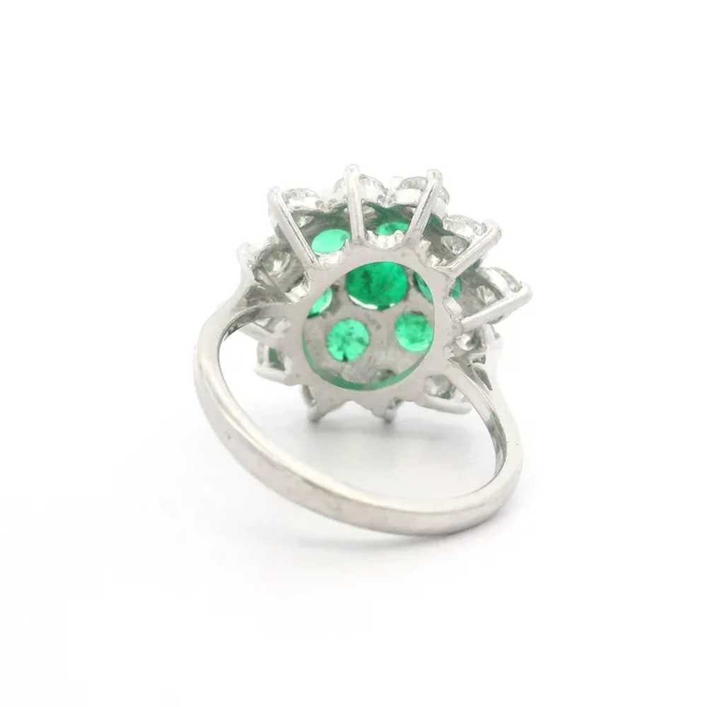 Vintage 18k Gold 3.75ctw Round Diamond & Emerald … - image 7