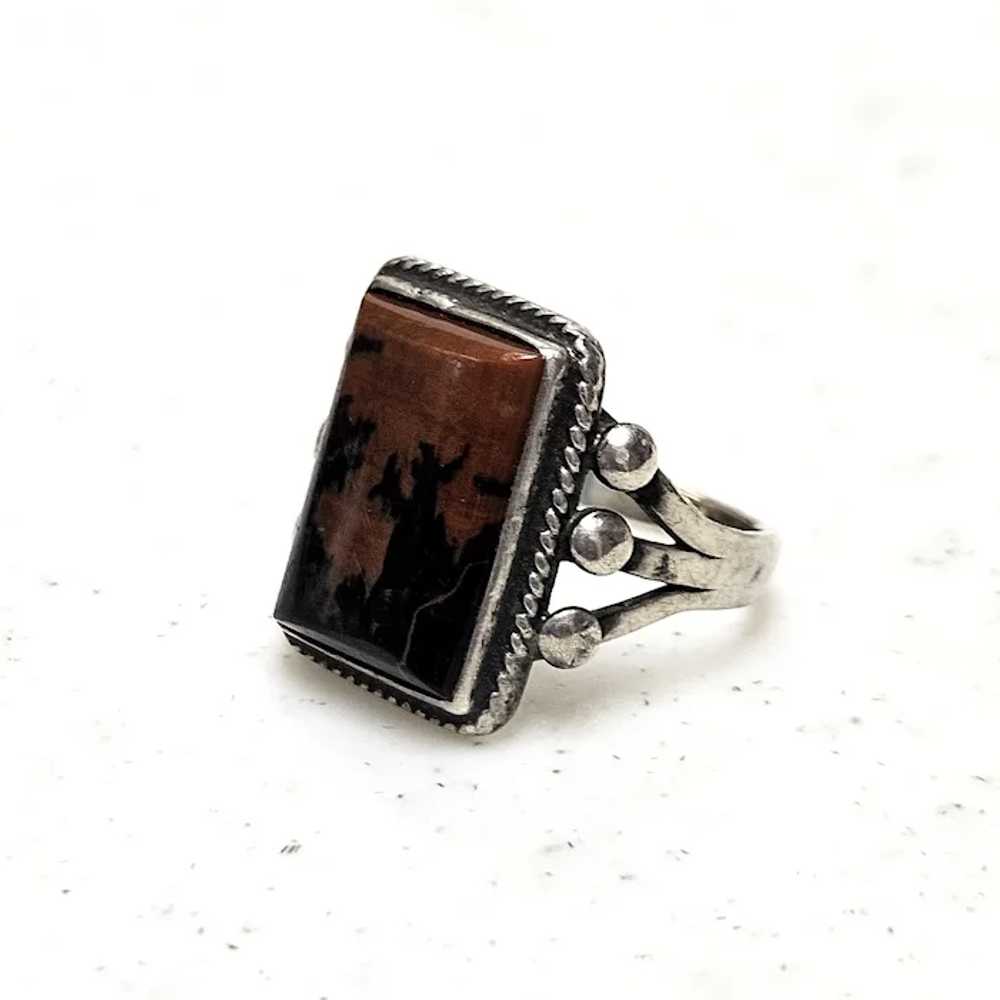 Vintage Rectangular Dendritic Agate Sterling Ring - image 5