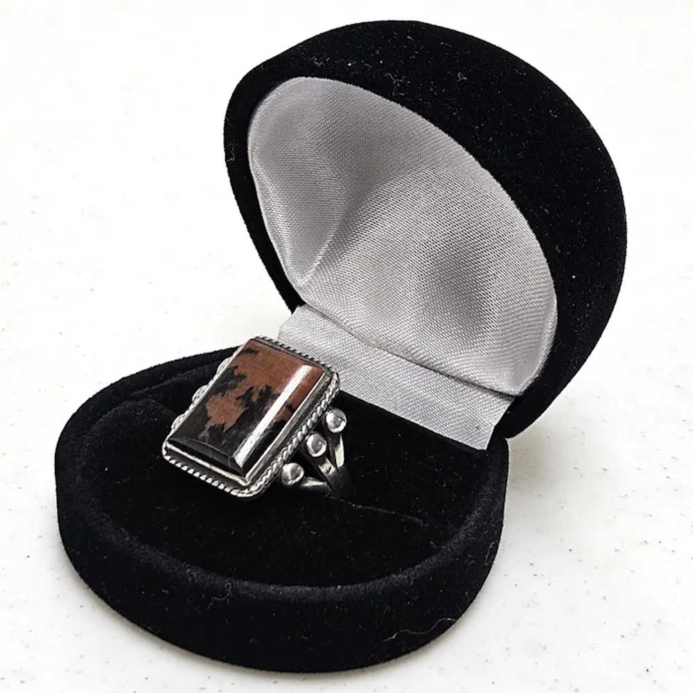 Vintage Rectangular Dendritic Agate Sterling Ring - image 6