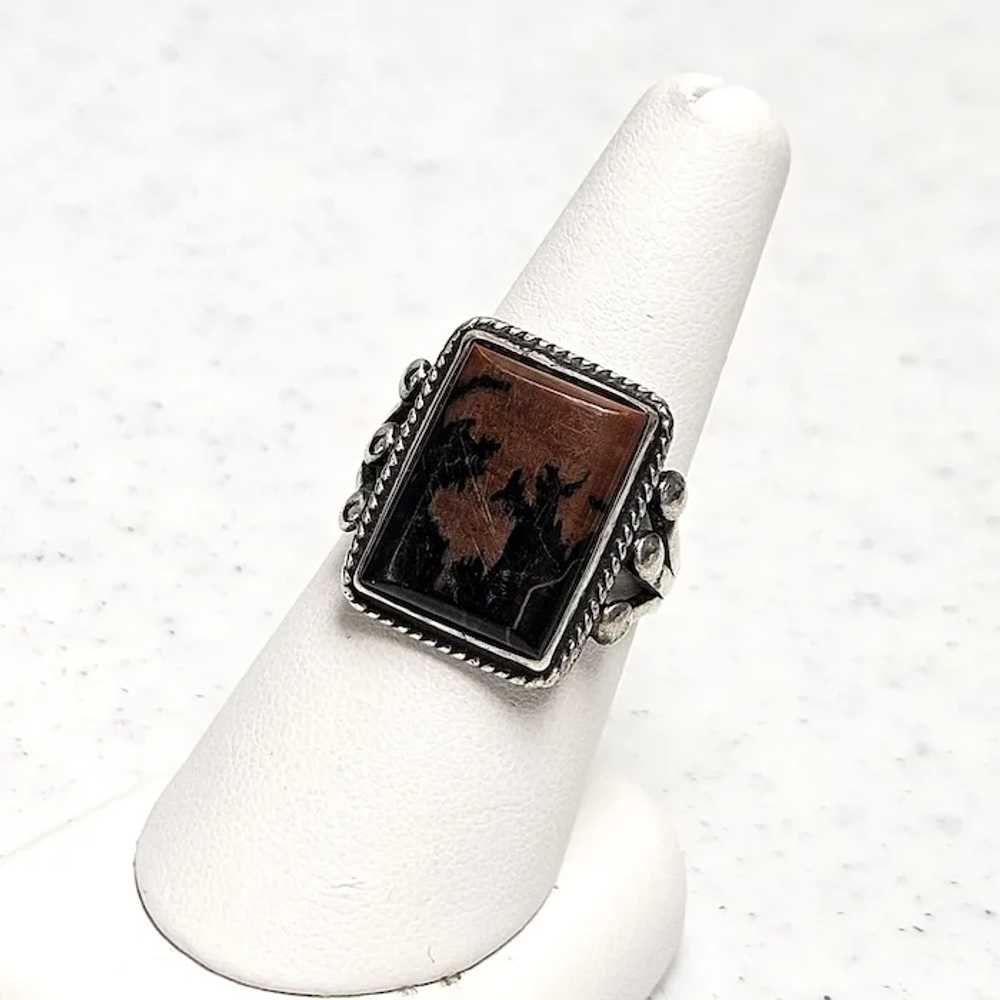 Vintage Rectangular Dendritic Agate Sterling Ring - image 8