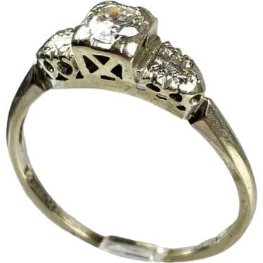 Art Deco 14 - 18K Gold Diamond Engagement Ring