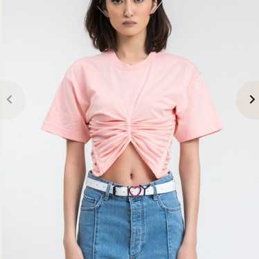 Y/PROJECT Ruched cropped cotton-jersey T-shirt - image 1