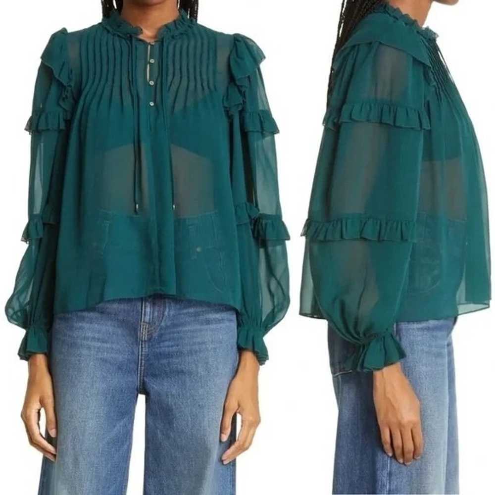 NEW ULLA JOHNSON Miray Silk Ruffle Puff Sleeve Bl… - image 10