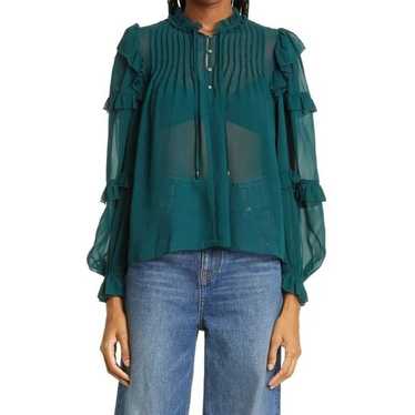 NEW ULLA JOHNSON Miray Silk Ruffle Puff Sleeve Bl… - image 1