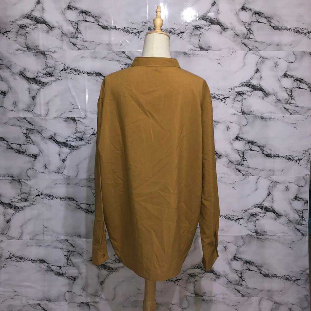 No collar long sleeve shirt [3L] Camel color, no … - image 3