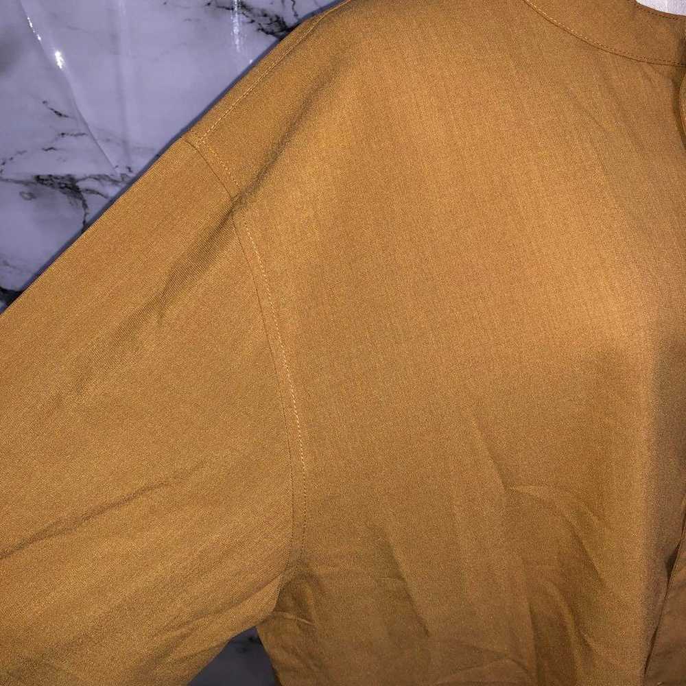 No collar long sleeve shirt [3L] Camel color, no … - image 4