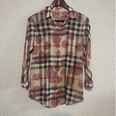 Rare Burberry Brit Women’s Heart Print Nova Check… - image 1