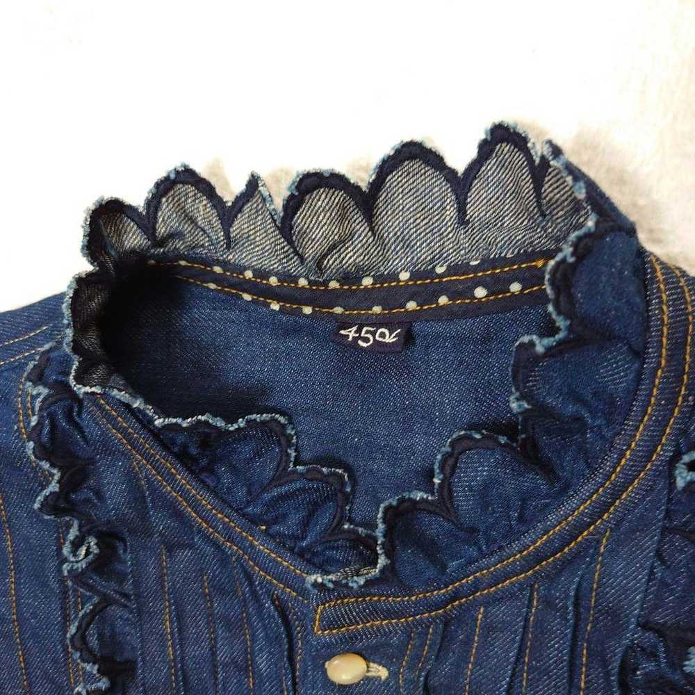 45R Wheat Denim Tuck Lace Blouse 45rpm - image 7