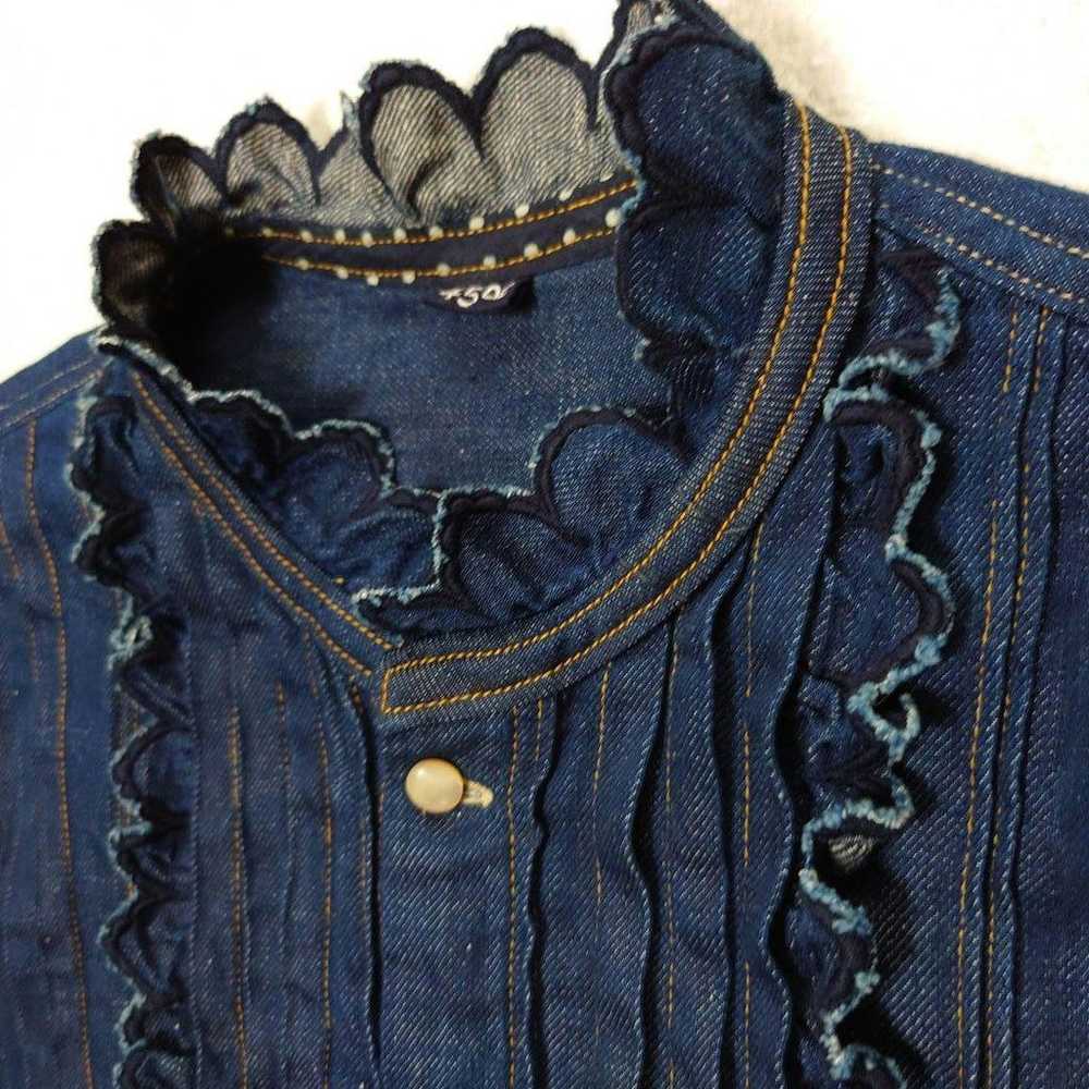 45R Wheat Denim Tuck Lace Blouse 45rpm - image 8