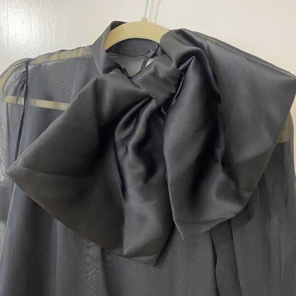 Anouki High Neck Drape Front Silk Bow - image 7