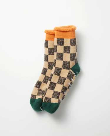 Orange + Green Checkerboard Room Socks - image 1