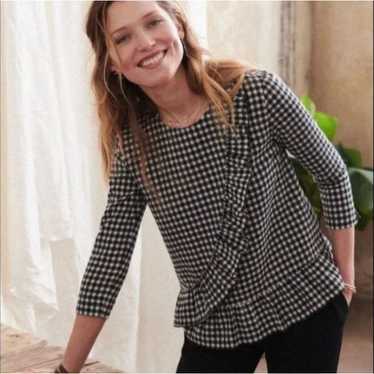 Sezane Sezane Jerry Vichy Noir Blanc checked ruffl