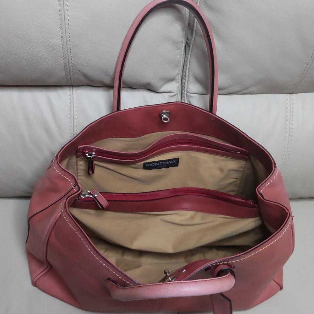 [Used / Bargain] MONTOWA Leather Handbag Light Pi… - image 6