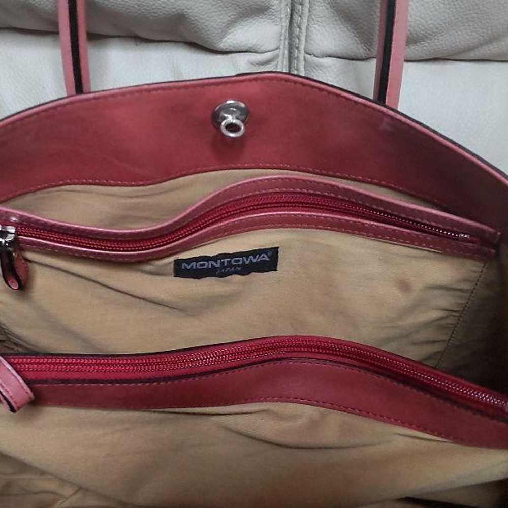 [Used / Bargain] MONTOWA Leather Handbag Light Pi… - image 7