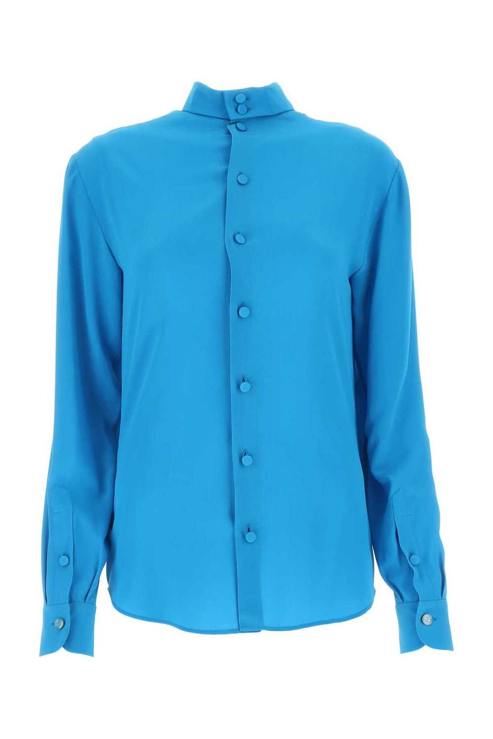 Turquoise Crepe Shirt - image 1