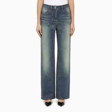 Givenchy Deep Blue Wide Jeans With Appliqués