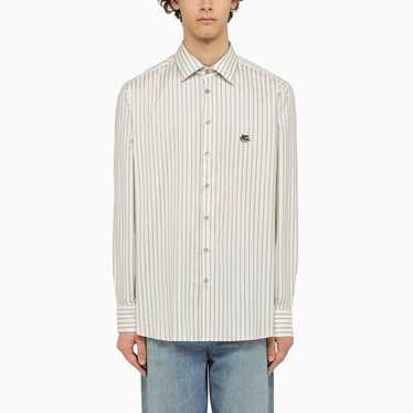 Etro White/Green Striped Long Sleeved Shirt - image 1